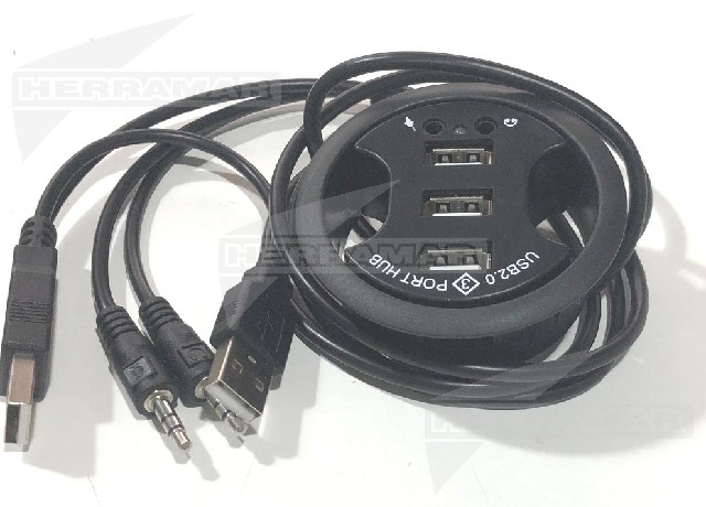 PASACABLES 60 MM NEFRO CON USB 3 PUERTOS